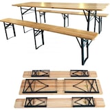 thumbnail of Set Birreria Tavolo + 2 Panche 80x220 cm in Legno Naturale Richiudibile Salvaspazio fino a 10 persone
