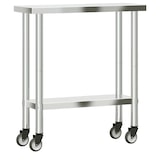 thumbnail of Mesa de trabajo de cocina con ruedas acero inox 82,5x30x85 cm
