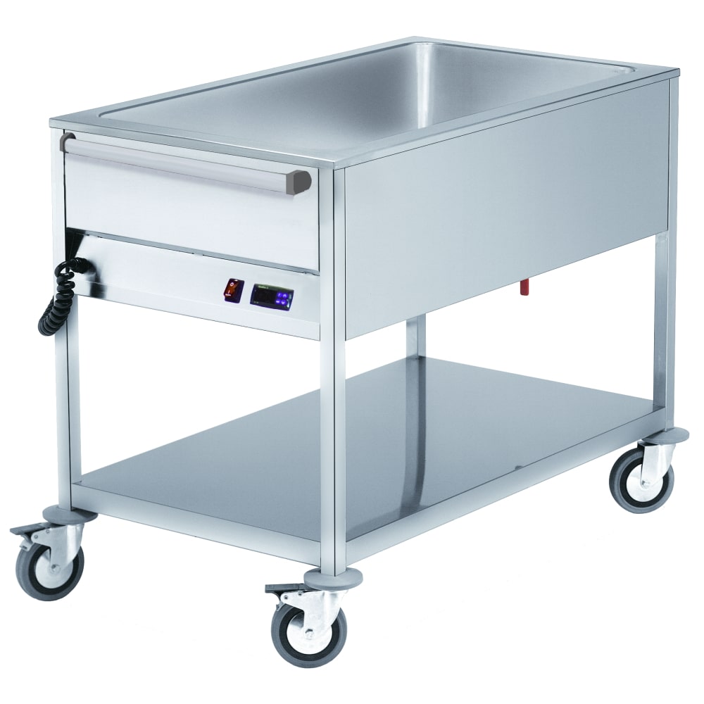 EURAST - Elektrische bain-marie voor 2 gn 1/1-200 met wielen - 770x670x900 mm - 1600 W 230/1V - 51020240