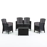 thumbnail of Ensemble de jardin en résine effet rotin, un canapé, 2 fauteuils, une table coffre – confortable, résistant, pour porche, terrasse ou jardin – LUGANO