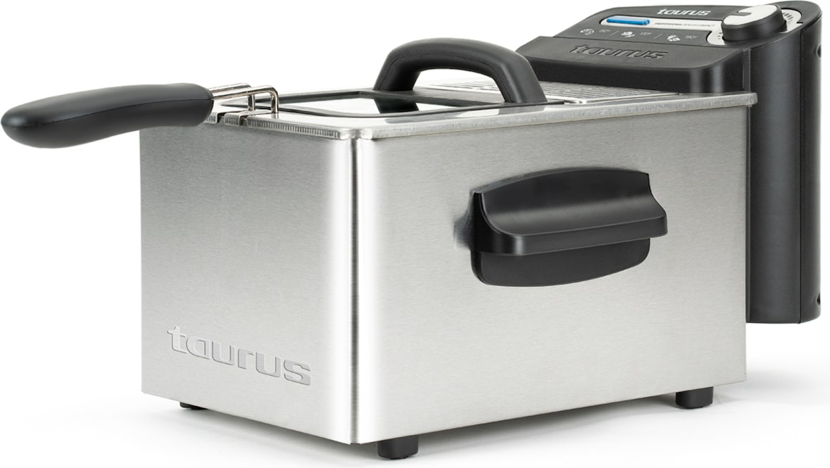 Taurus Professional 3 Plus Compact Freidora de aceite de 3L con 2600W potencia, resistencia sumergida, sistema de filtrado, apta para freír con tapa