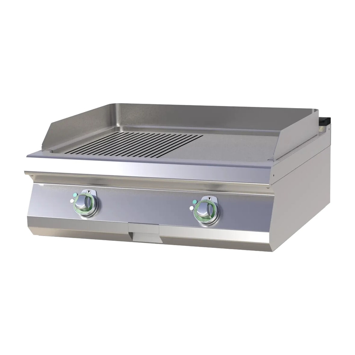 Gastro Elektro-Griddleplatte verchromt gerillt/glattTischgerät Grillplatte Bratplatte 800x730x300 mm 9 kW