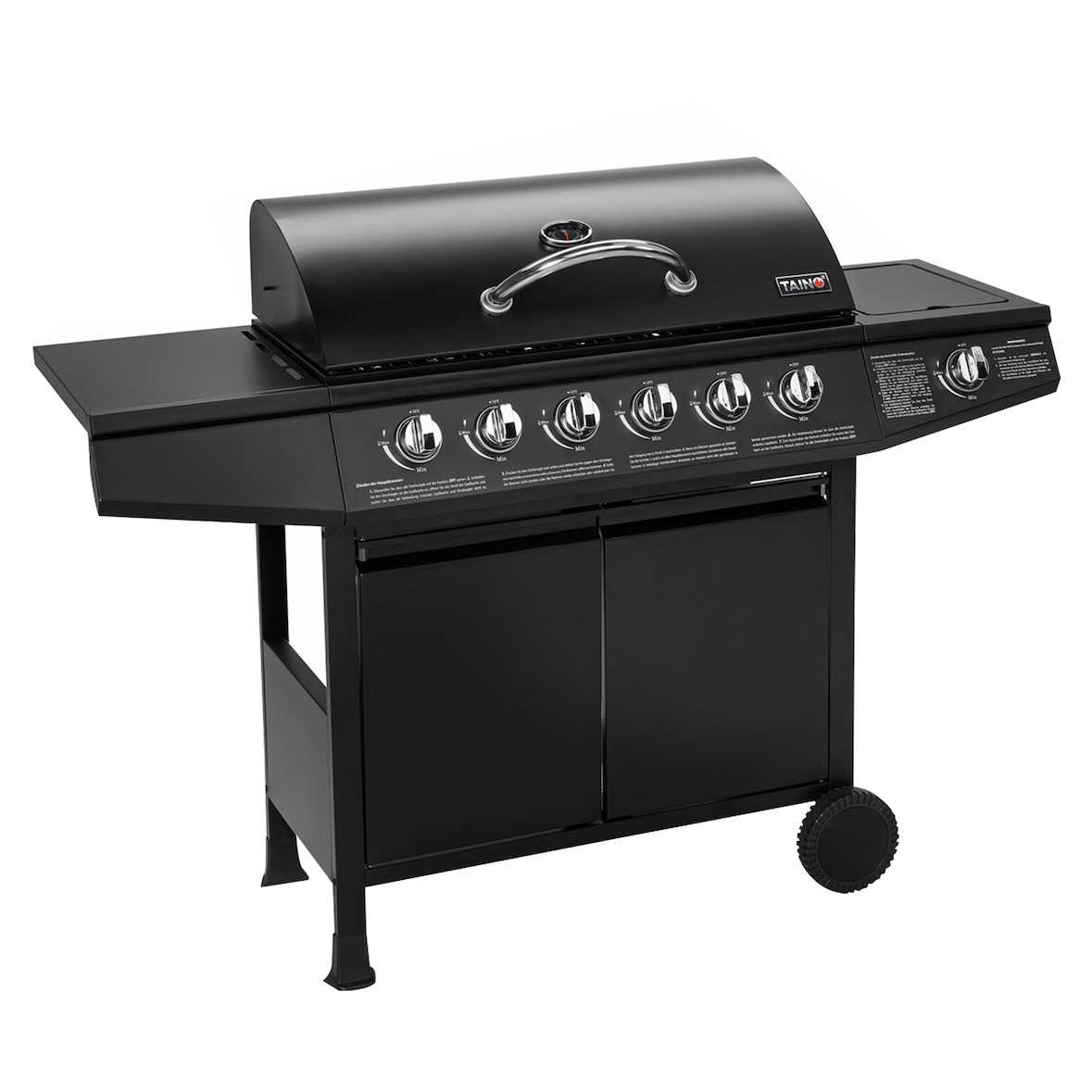 TAINO BASIC 6+1 Gasgrill BBQ GRILLWAGEN 4 Edelstahl Brenner Seitenkocher TÜV Grill