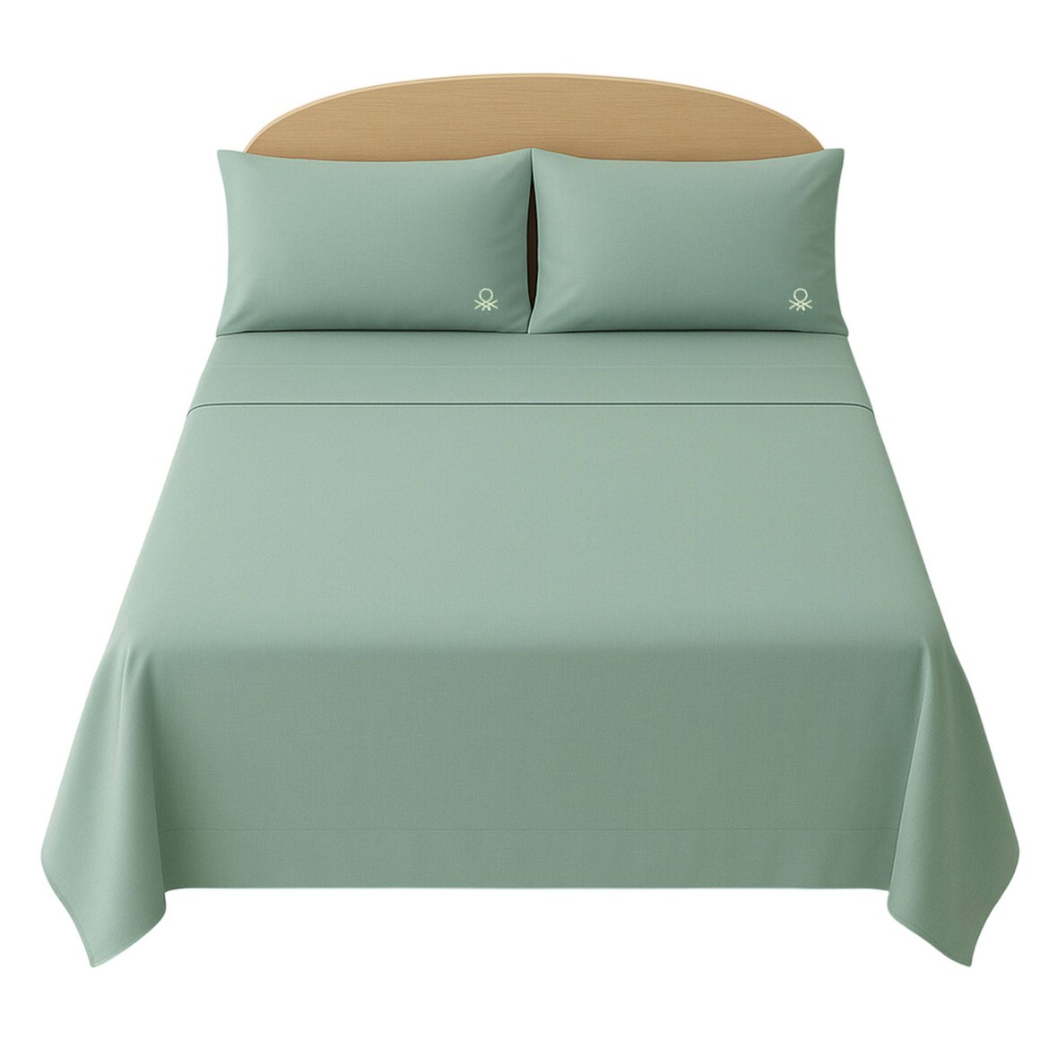 Benetton - Conjunto de cama king size de 4 peças: lençol plano (240x290cm), lençol justo (175x200cm), 2 fronhas (50x80cm) 100% algodão verde