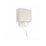 thumbnail of vesper, lampara de pared de metal blanco con lector led y pantalla textil blanca, faro barcelona