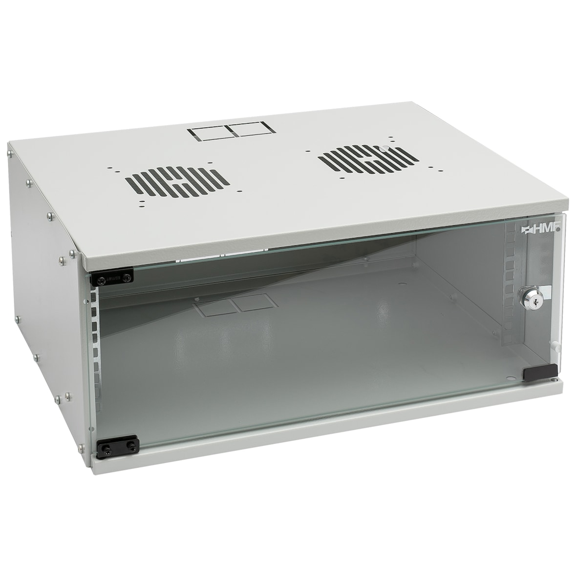 HMF 65704-07 Serverschrank 19 Zoll, 4 HE, 51 x 40 x 22,5 cm, Lichtgrau
