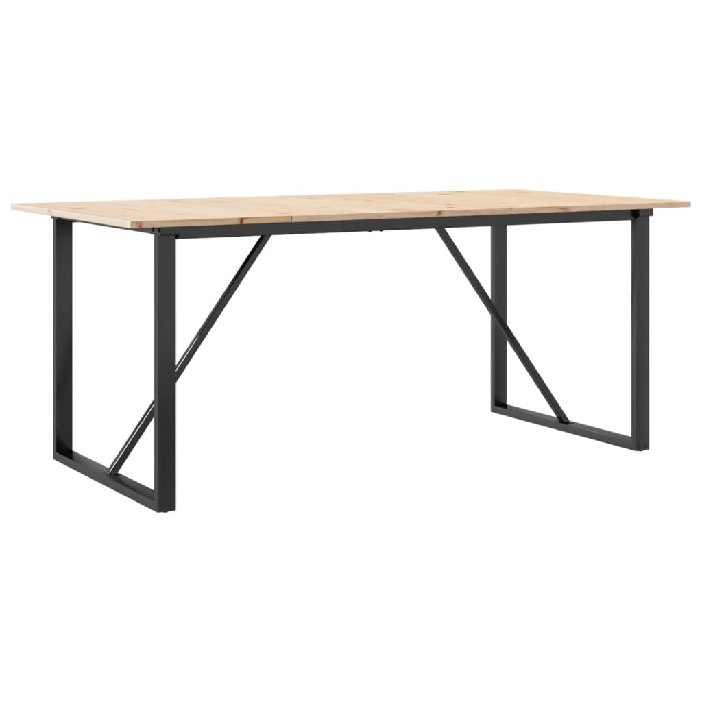 Table à manger cadre en O 180x90x75 cm bois de pin massif acier Modèle Polaris Bois Plus