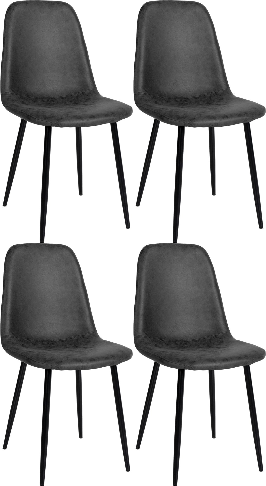 Décoshop26 - Set mit 4 modernen Esszimmerstühlen mit schwarzen Metallbeinen und schwarzen PVC-Sitzflächen 10_0001823