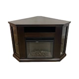 thumbnail of Elektrischer Kamin-Eck-Bodenkamin MADISON aus Walnussholz L126 x T78 x H83