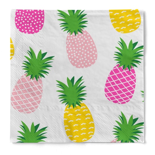 Cocktail-Serviette "Ananas" aus Tissue 3-lagig, 25 x 25 cm, 20 Stück