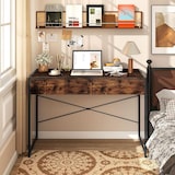 thumbnail of COSTWAY Computertisch mit 2 Schubladen, Schreibtisch mit Metallgestell, Multifunktionaler Arbeitstisch