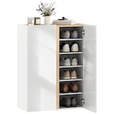 thumbnail of HOMCOM zapatero de 6 niveles con 2 puertas en blanco brillo cierre suave y estantes ajustables para 18 pares de zapatos 70x33,5x95 cm blanco