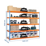 thumbnail of SimonRack Estantería Industrial, 2500x1500x600 mm, 600 kg de Punto Flexión, 5 Estantes Madera, Estantería Garaje, Azul/Naranja/Madera - Simonforte