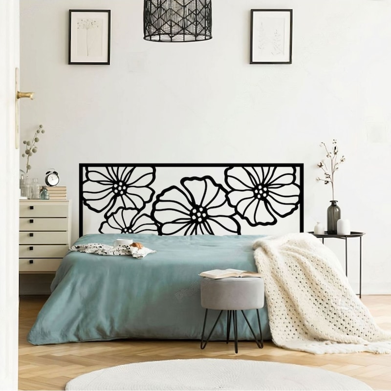 Cabecero para cama de Forja Corte Láser AURA 200 cm Negro Chocolate | Makro