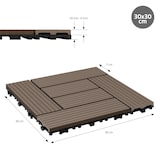 thumbnail of ECD Germany – WPC Terrassenfliesen – 30x30 cm 11 Stk.=1m² Dunkelbraun Mosaik | Holzoptik, Klicksystem mit Drainage