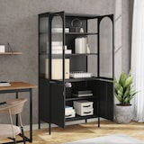 thumbnail of vidaXL Highboard Schwarz 90x40x180 cm Glas und Stahl