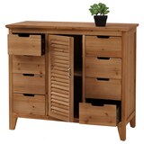 thumbnail of Apothekerkommode HWC-O63, Schrank Staufächer Schubladen, Vintage Shabby Fensterladenoptik 80x91x40cm ~ Korpus natur