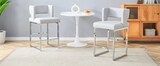 thumbnail of Barhocker Set 2 Stück mit PU Bezug Hellgrau+Silber 91x50x41 cm gepolsterter Sitz 8 cm, stabile Metallbeine, pflegeleicht und modern
