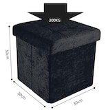 thumbnail of Intirilife Faltbarer Sitzhocker 30x30x30 cm in Samt Schwarz - Sitzwürfel Fußhocker mit Stauraum und Deckel mit Samtbezug