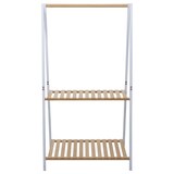 thumbnail of Bambus Standgarderobe HWC-Q32, Garderobenständer Kleiderständer Schuhregal, Stange 2 Ablagen 130x70x44cm ~ natur-weiß