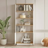 thumbnail of Dmora Bücherregal Dmartine, Büroregal, Mobiler Buchhalter, Bücherbrett, 75x27h168 cm, Eiche und Weiß