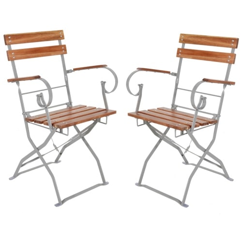 2er-Set Gartensessel Armlehne Biergartensessel Gartenstuhl Akazienholz klappbar : 2er-Set