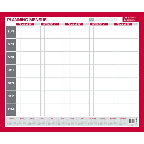 Bouchut Planning Perpetuel Mensuel