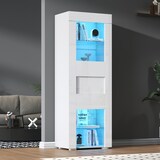 thumbnail of Vitrine Hochschrank 60x40x170 cm Weiß mit LED-Beleuchtung App-Steuerung Acryl-Tür Soft-Close verstellbaren Glasböden Hochglanz-Front