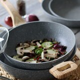 thumbnail of Menastyl - Sauteuse cannelle 24cm avec couvercle en verre et poignées bois clair