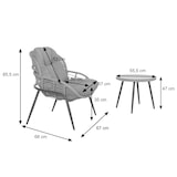 thumbnail of Set in poly rattan HWC-N33, set da balcone set da giardino gruppo di sedute sedia tavolino ~ grigio, rivestimento grigio chiaro