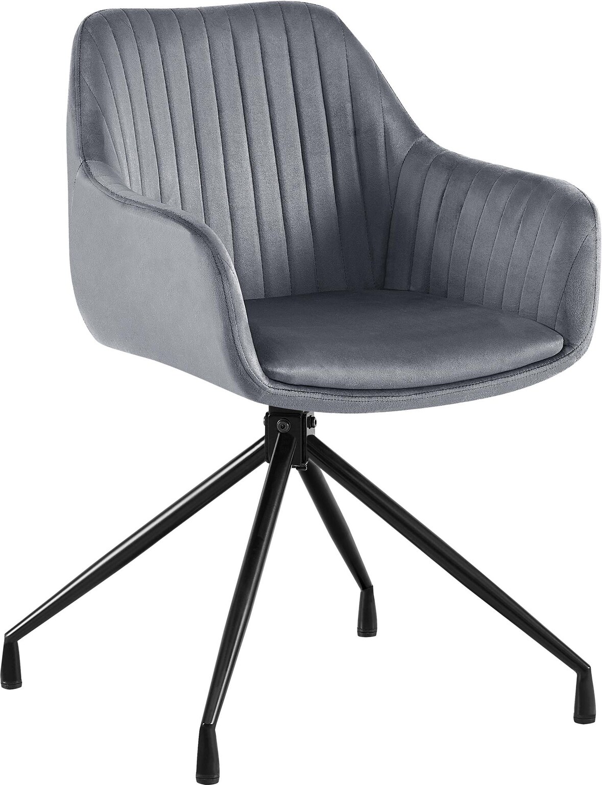 Esszimmerstuhl MILON - Samt Dunkelgrau 58x58x81 cm | Essstühle Esszimmerstühle Küchenstühle Wohnzimmerstühle
