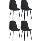 thumbnail of Décoshop26 -Conjunto de 4 sillas de comedor de diseño sencillo con patas de metal negro y asientos de tela negra 10_0001837