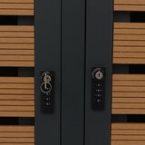 thumbnail of PROREGAL 2er Mülltonnenverkleidung | HxBxT 124x134x84cm | Mülltonnenbox mit Pflanzkasten | Teak-Optik | WPC Edelstahl 79kg