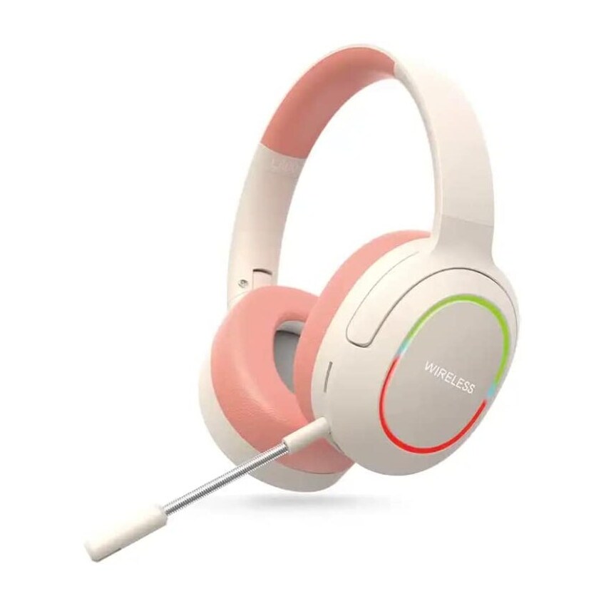 S&N Auscultadores Bluetooth sem fios, Auscultadores, Auscultadores com som surround, estéreo, USB, com luz, para PC, L800 (cor-de-rosa)