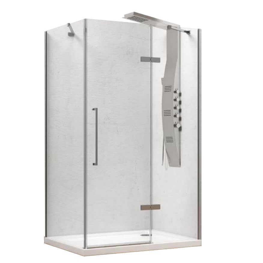 Box Doccia H200 Anta Battente 8mm Trasparente Anticalcare - 79,5x90 - Ingresso 50cm