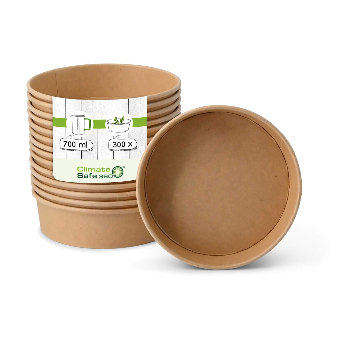 greenbox - Kartonschale / Salatschale (Premium) 700 ml, Ø 185 mm braun, rund, 300 St.