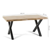 thumbnail of Table d’intérieur avec plateau en bois mélaminé et pieds en métal en “X”, design moderne, robuste, idéale pour salle à manger, salon, bureau – ALEX