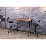 thumbnail of Bartafel HWC-N21, statafel bistrotafel, voetensteun industrieel metaal massief hout grenen 108x120x61cm ~ bruin