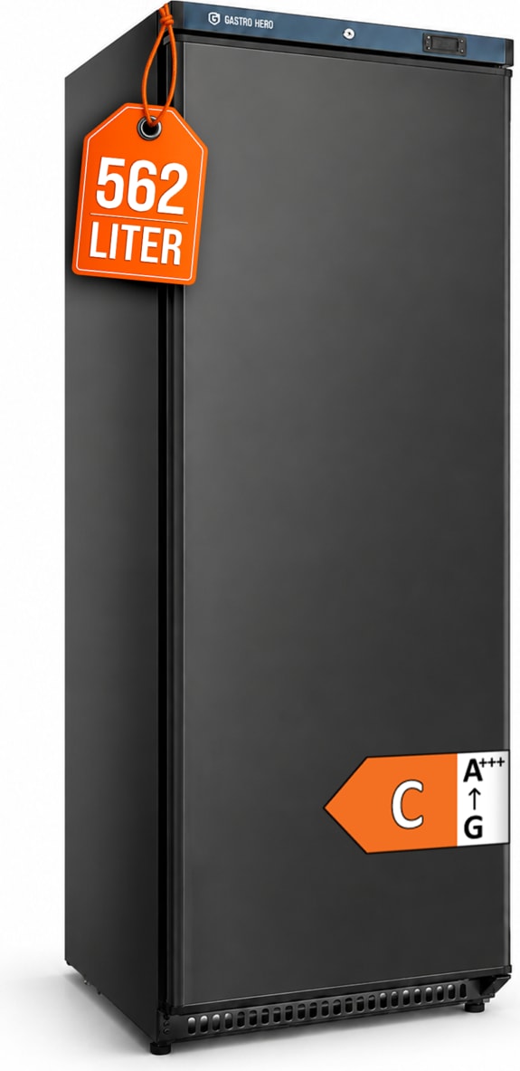 GastroHero Lagerkühlschrank ECO 600 Schwarz 562 Liter Umluftkühlung 0 bis +8 °C automatische Abtauung Gewerbe Kühlschrank