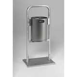 thumbnail of PROREGAL Klassischer gelochter Abfallsammler für Außenbereich | Rohrbogen | mit Bodenplatte | HxBxT 115x49x43cm | Edelstahl | Mülleimer Abfalleimer