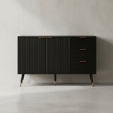 thumbnail of Sideboard 120x80x40 cm Anrichte Schwarz mit Eiche-Dekor, Kommode mit Türen und Schubladen, Kommodenschrank Flurschrank Modern, Standschrank