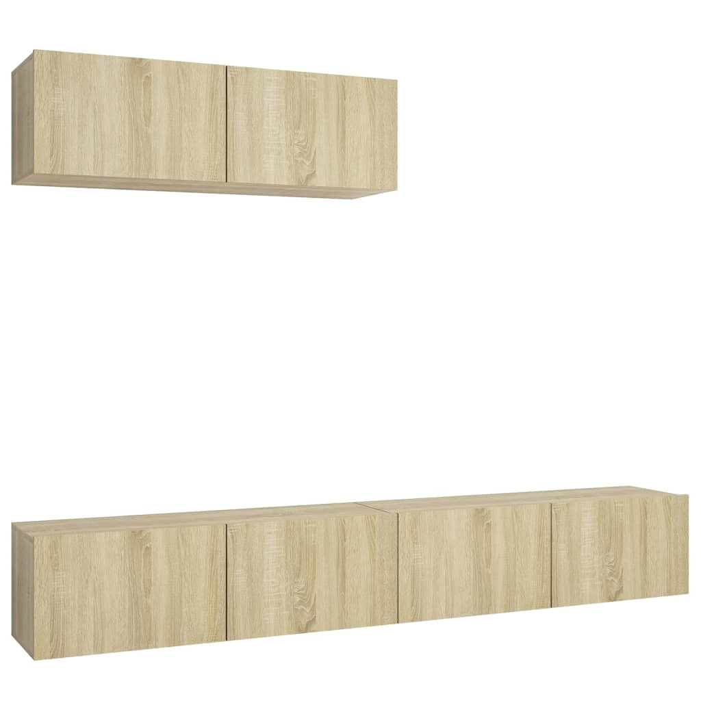 Helloshop26 - Multimedia-TV-Möbel TV-Regal Sideboard TV-Schrank Esszimmer Wohnzimmer Schlafzimmer 3-teilig Sonoma-Eiche 02_0028685