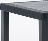 thumbnail of Mesa RAUL 82x82 cm para exterior en aluminio y polipropileno, con patas verticales, borde efecto ratán y orificio para sombrilla – Negro