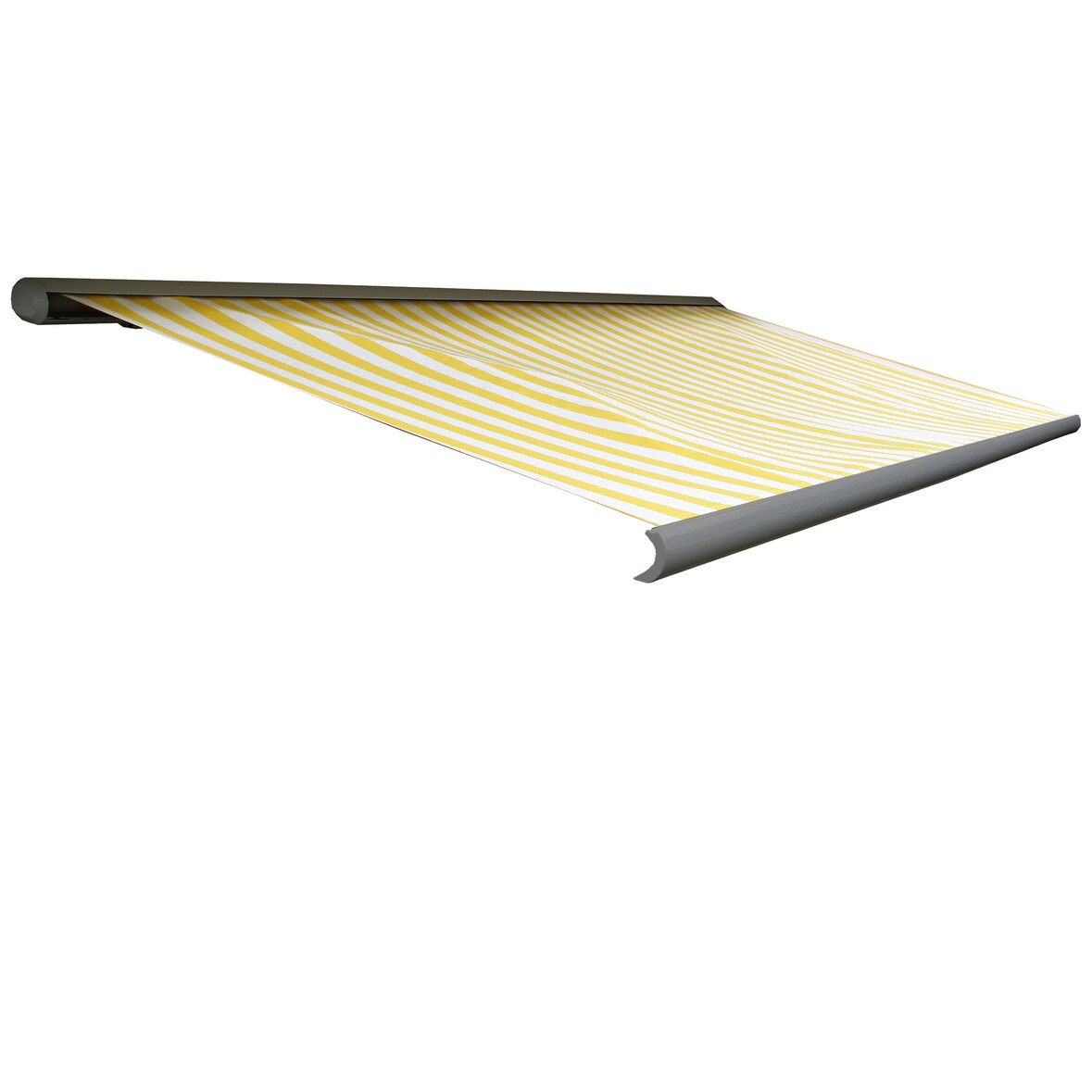 Elektrische Kassettenmarkise T122, Markise Vollkassette 4x3m ~ Polyester Gelb/Weiß, Rahmen grau