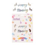 thumbnail of Happy Birthday Girlande 160cm Banner Einhorn Motiv Deko Kindergeburtstag Geburtstag Silber Irisierend