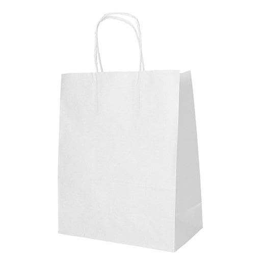 PAPSTAR 25 Tragetaschen, Papier 44 cm x 32 cm x 17 cm weiss mit gedrehtem Tragegriff