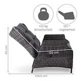 thumbnail of Gartenstuhl 2er-Set mit Relaxfunktion, mit Hocker, Braun/Dunkelgrau, inkl. Polster, 130 kg Belastbarkeit, pflegeleicht | Raburg Sophia