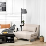 thumbnail of HOMCOM Sofá-cama estofado individual com almofada acolchoada e encosto ajustável em 3 posições Pernas dobráveis ​​ocultas 95x95x80 cm bege