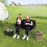 thumbnail of Campingstuhl Faltstuhl 145x60x92 cm Schwarz gepolstert für zwei Personen mit zwei Kühltaschen Tragetasche spritzwasserabweisend bis 250 kg