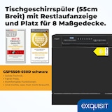 thumbnail of Exquisit Mini-Geschirrspüler, Tischspülmaschine, 55 cm breit, spülmaschine klein, ECO-Modus, GSP5508-030D schwarz